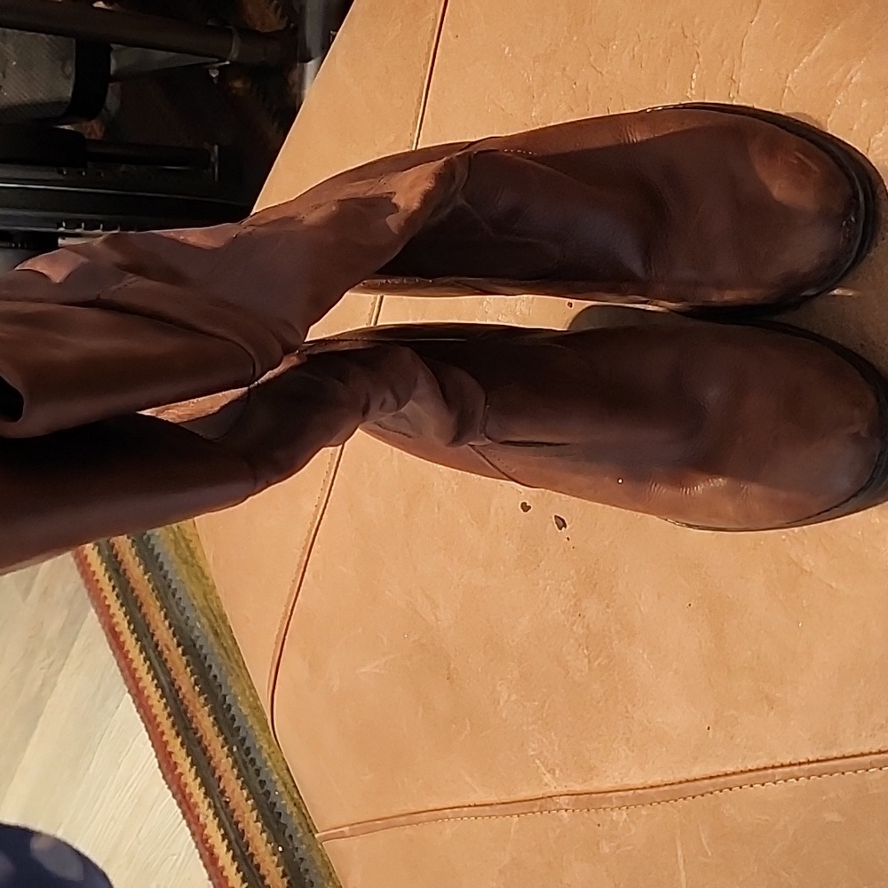 Brown Leather Mid-calf Boot